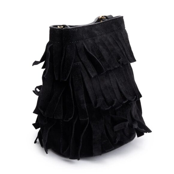 BURBERRY PROSUM BLACK SUEDE FRINGE CROSSBODY BAG - Picture 4 of 11